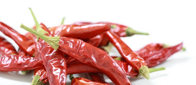 dried red chilli white background